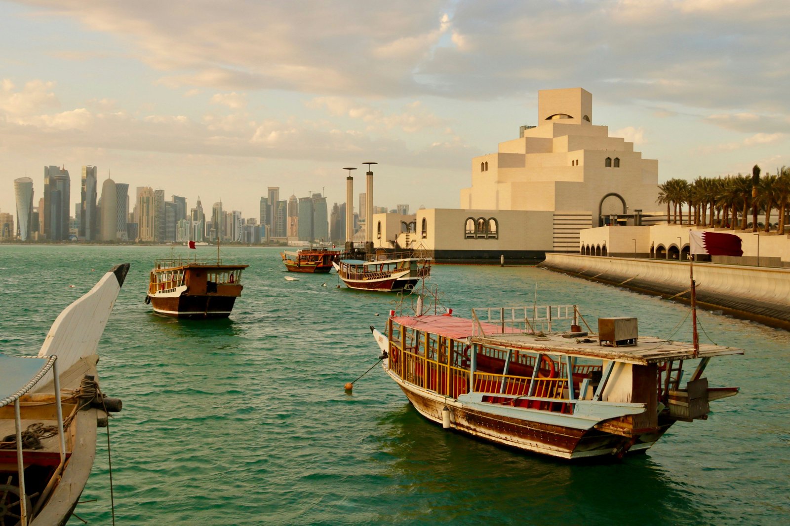 Al Wakrah Qatar Souq Al Wakrah beach and Al Janoub Stadium coastal area